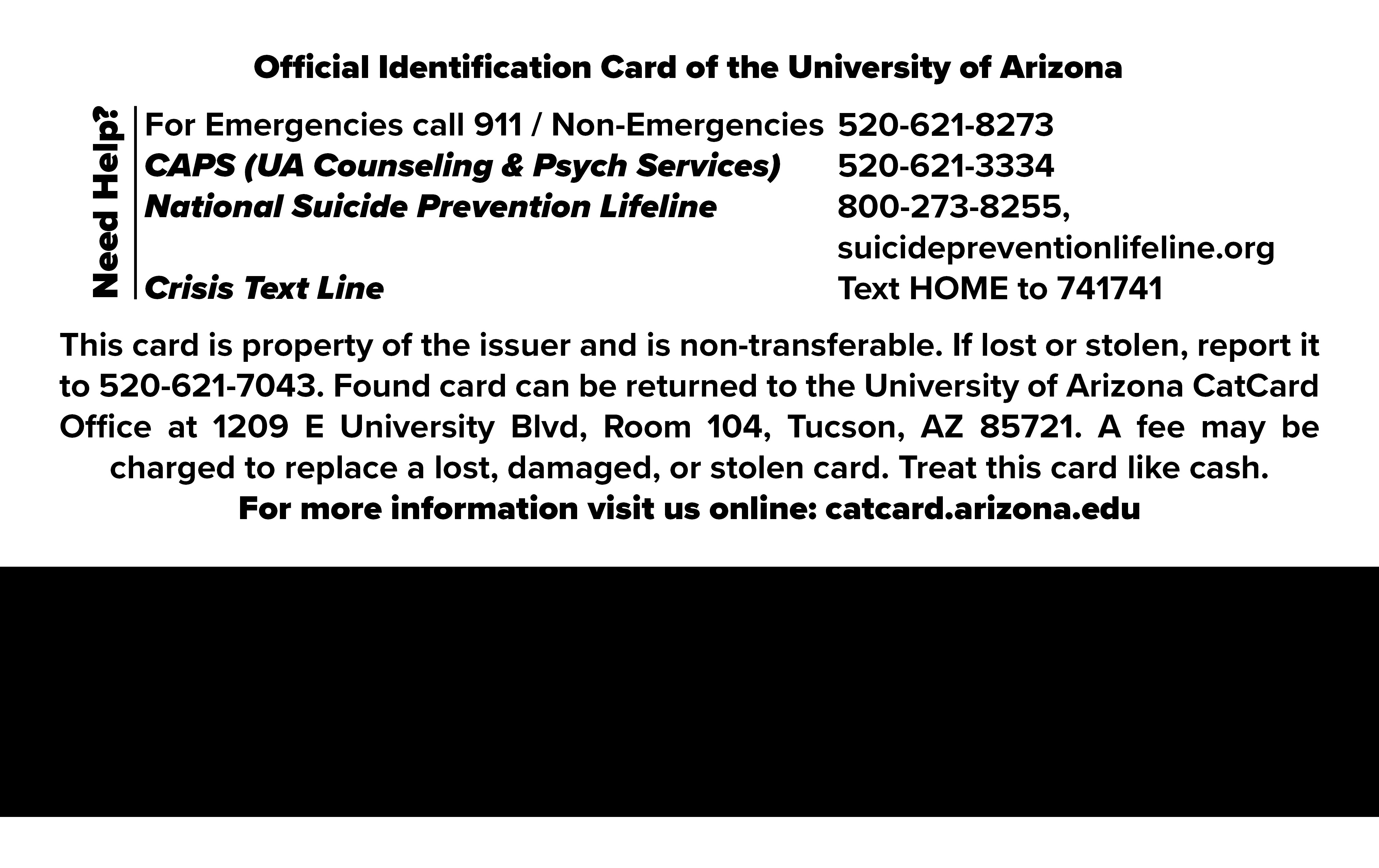 Example back of CatCard